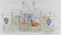 ** 7 Vintage Beer Mugs - Old Style, Budweiser and