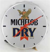 * Vintage Michelob Dry Beer Bottle Cap Clock Sign