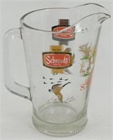 * Vintage Schmidt Beer Wildlife Glass Pitcher