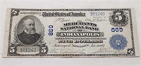 $5 NC 1902 Large Note ndianapolis
