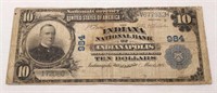 $10 NC 1902 Large Note Indianapolis