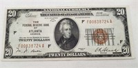 $20 NC 1929 Atlanta GA