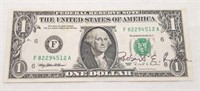$1 FR 1995 Signed by Rubin