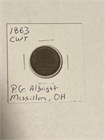 1863 Civil War Token PG Albright-Massillon OH