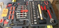 Tool kit with wrenches, bits & ratchet