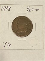 1828 Half Cent VG