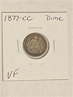 1877-CC Seated Dime VF