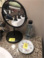 Make up mirror and soap plate