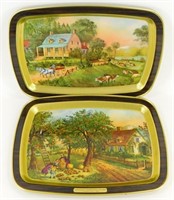 * 2 Currier & Ives American Homestead 1868 Trays