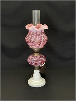 Milk Glass & Cranberry Glass Table Lamp