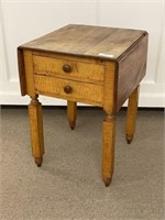 Curly Maple 2 Drawer Drop Leaf Stand