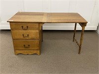 Oak 3 Drawer Sewing Table