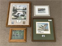 Loon and Duck Framed Artwork - 4 Pieces