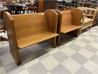 Pair of Solid Oak Wooden Benches