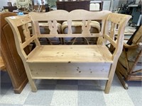 Pine Bench with Lift Seat Storage