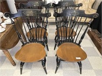 4 Painted Fan Back Windsor Style Chairs
