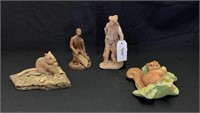 4 Ceramic Collectibles - 2 cowboys, 2 squirrels