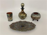 4 Pieces of Carnival Glass
