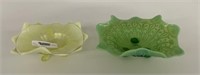 Vaseline Glass & Green Depression Glass Bowls