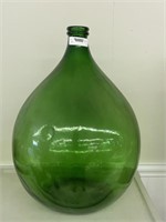 25" tall Green Bulbous Glass Bottle