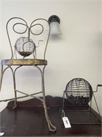 2 Bingo Style Wire Cages & Ice Cream Parlor Chair