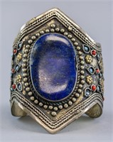 Silver Tibetan Bracelet with Lapis Lazuli
