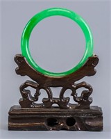 Chinese Jadeite Green Carved Bangle