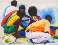 Antiguan Oil on Canvas Signed Cadman Mathias