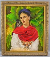 Mexican Oil on Canvas Signed Frida Kahlo
