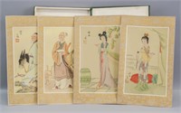 Chinese Watercolor on Silk 4pc