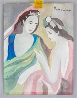 French Gouache on Paper Signed Marie Laurencin
