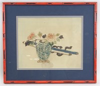 Chinese Embroidery Framed on Silk