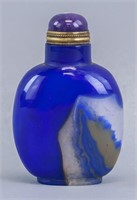Chinese Blue Agate Carved Snuff Bottle