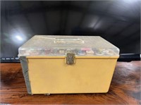 PLASTIC SEWING BOX WITH LARGE SELECTION OF