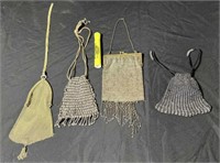 (4 PCS) VINTAGE CHAINMAIL & BEADED PURSES