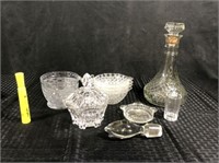 (10 PCS) GLASSWARE - DECANTER, CANDY DISHES,