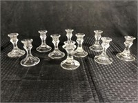 (10 PCS) GLASS CANDLESTICKS, 4"H