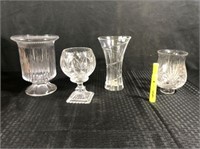 (4 PCS) CUT GLASS VASES