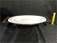 LARGE CORNINGWARE SERVING TRAY WITH CRADLE