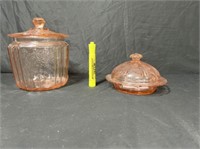 (2X) PINK DEPRESSION GLASS CANDY DISHES