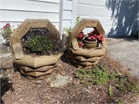 2 wooden flower baskets