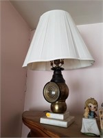 Antique brass lamp made into table lamp