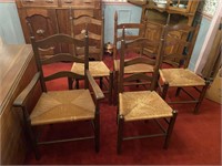 Antique ladder back rush bottom chairs