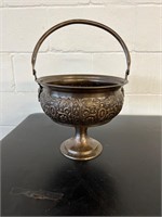 India- Vintage Large Brass Pedestal Bowl / planter