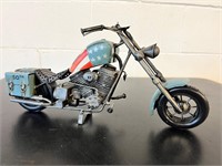 Metal Motorcycle Chopper w/ Spinning Wheels 14"L