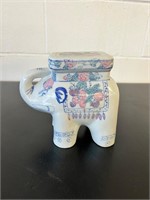 VINTAGE CERAMIC ELEPHANT PLANT STAND HAND PAINTED