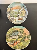Currier & Ives vintage plates winter & summer