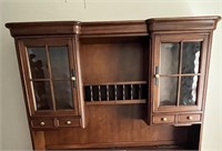 Large desk w/ glass doors, plug in for electric,