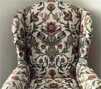 Cloth wing back chair and ottoman