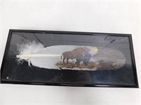 Hand Painted Feather Signed by the Artist and Fram